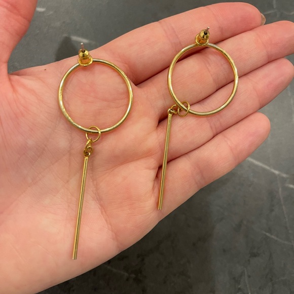 Uncommon James Stud Gold Dangly Earrings - Picture 5 of 5